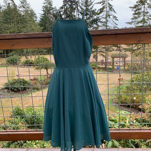 Lulus Ladies Small Hunter Green Backless Spaghetti Strap Knee Length Dress